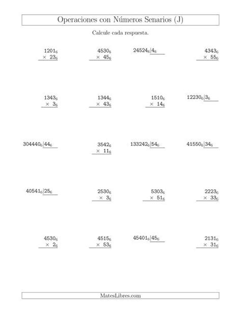 Multiplicación Y División Con Números Senarios Base 6 J