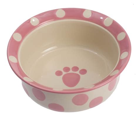 Petrageous Designs Polka Paws 6 Deep Pet Bowl Pink Dog Bowls Pet