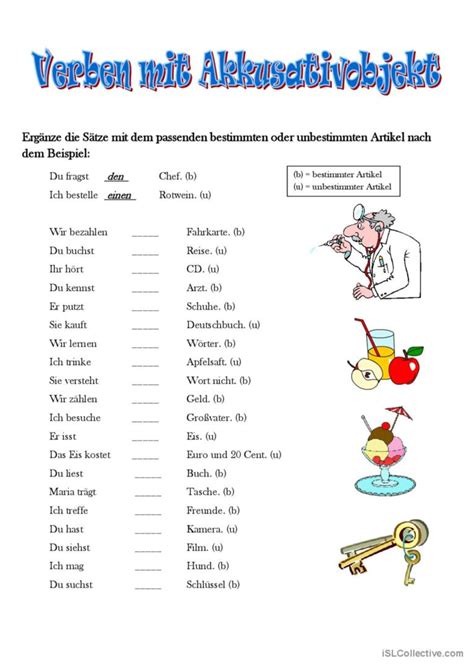 Verben Mit Akkusativ English Esl Worksheets Pdf Doc