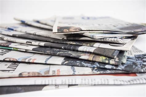 Pile Of Newspapers Isolated On White Background Stock Image Image Of