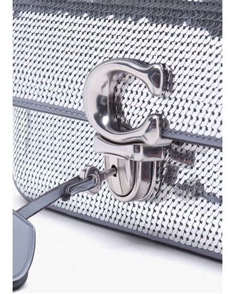 COACH Studio Silver Sequin Baguette Bag In White Lyst UK