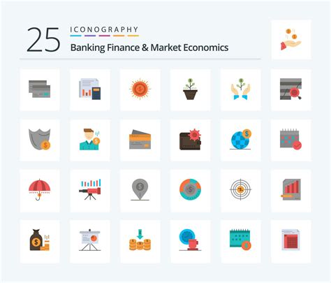 Banking Finance And Market Economics 25 Flat Color Icon Pack Including