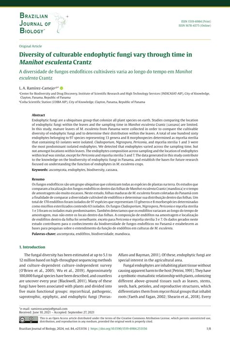 PDF Diversity Of Culturable Endophytic Fungi Vary Through Time In