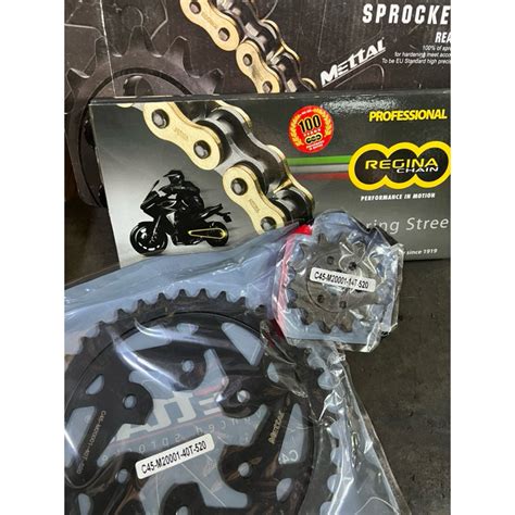 Modenas Pulsar Rs200 Ns200 Front Rear Sprocket Chain Mettal 520h Gold 14t 41t 108l Ns200 Rs200