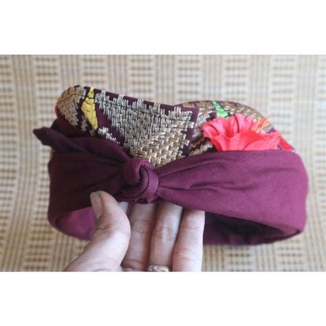 Jual Udeng Semi Songket Jadi Merah Maroon Tinggal Pakai Shopee