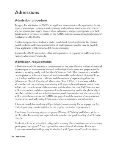 Admissions Admission Proc