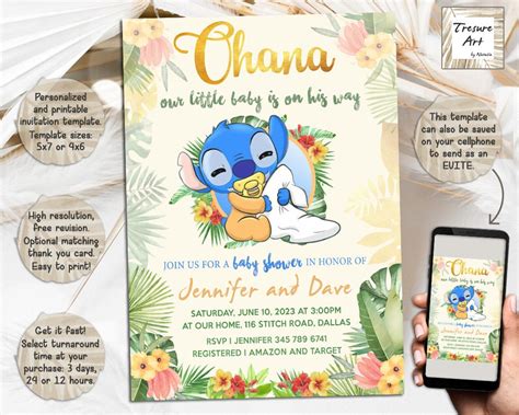 Stitch Baby Shower Invitation I Lilo Stitch Baby Shower Invite I