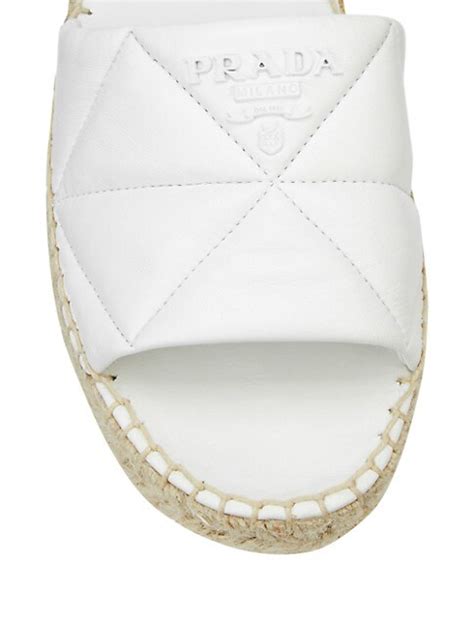 Shop Prada Calzature Donna Quilted Leather Espadrille Slides Saks