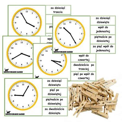 Nauka Godzin Na Zegarze Zestaw Kart Dla Dzieci