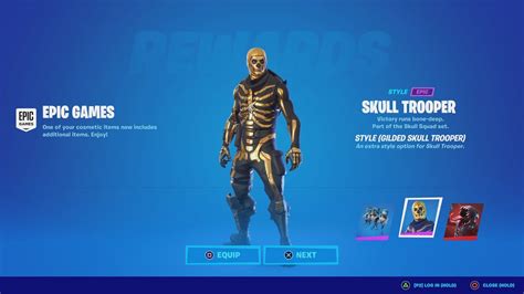 Some Skins Received New Styles This Update Golden Skull Trooper