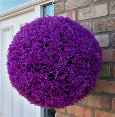 Set Of 2 Stunning Purple Heather Topiary Balls 36cm The Artificial