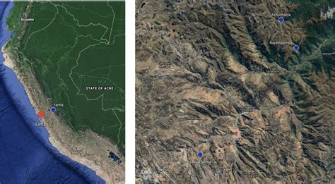 Map of Peru and the selected communities near Tarma, Department of ...