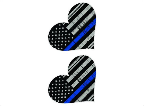 Thin Blue Line Heart 2 Pack Police Officer Law Enforcement Etsy