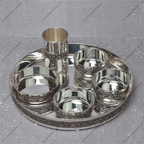 Nakshi Design Silver Thali Set Beliram Silverware