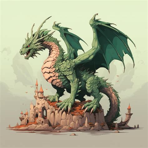 Premium Ai Image Green Pixel Dragon Art