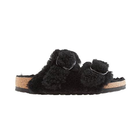 Birkenstock Arizona Big Buckle Shearling Teddy Sandals In Black Modesens