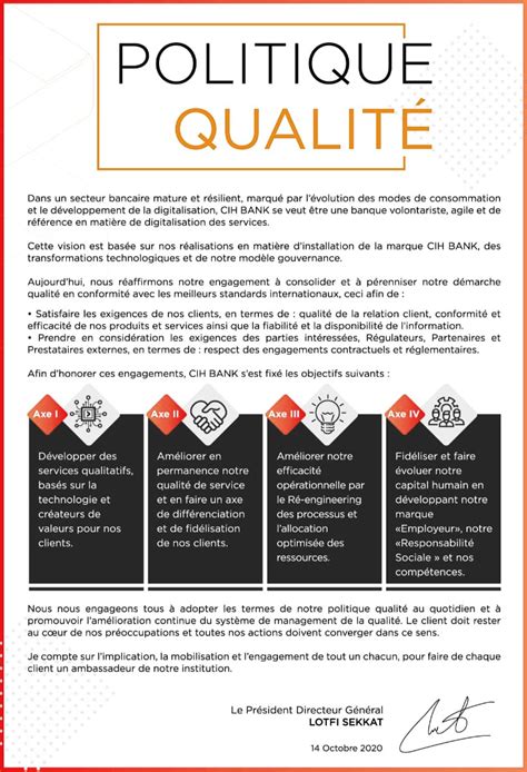 Politique Qualite CIH BANK