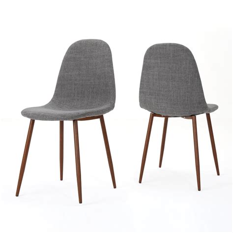 Resta Mid Century Fabric Dining Chairs With Wood Finished Metal Legs