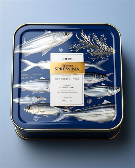 Premium Photo Packaging Of Sardine Tin Can Packaging With A Blue And