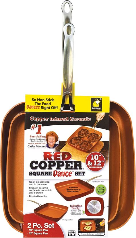 Red Copper Square Pan