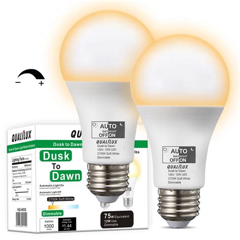 Qualilux Dimmable Dusk To Dawn Light Bulbs Outdoor Automatic Light Sensing Bulb 1000lm 75w