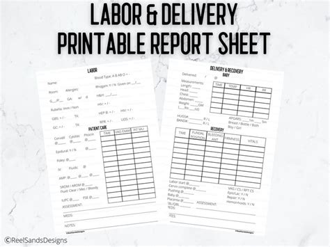 Labor And Delivery Report Organized Labor Report Printable Etsy