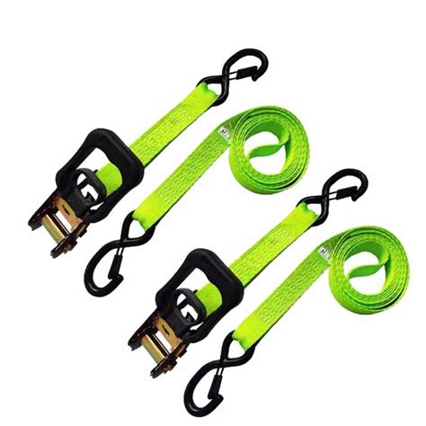 Inch Heavy Duty Rubber Handle Ratchet Strap With S Hooks And Keeper