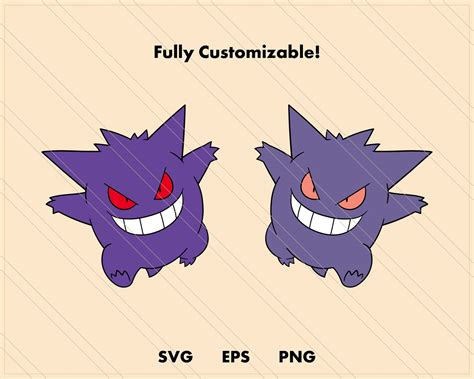 Gengar Pokemon Svg Cut File Layered Digital Template Etsy