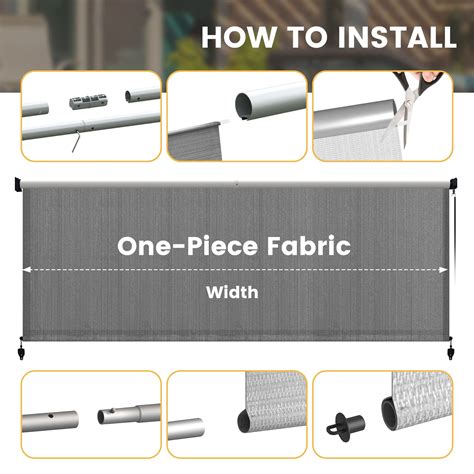 Vicllax Outdoor Cordless Sun Blocking Roller Shade, Patio Crank Roll U