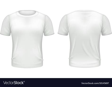 White T Shirt Front Back Template Realistic 3d Vector Image