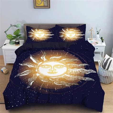 Sun And Moon Duvet Cover Set Galaxy Astrology Constellation Bedding Set