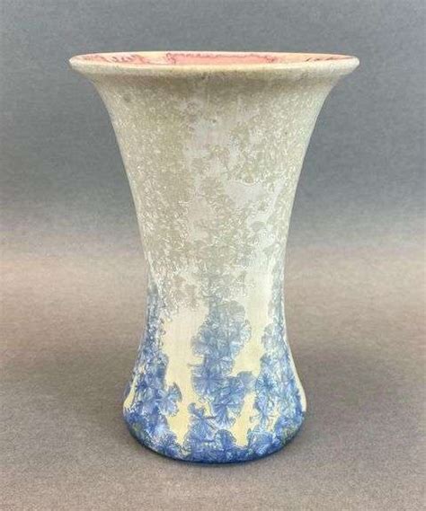 Blue White Crystal Glaze Pottery Corset Vase Matthew Bullock Auctioneers