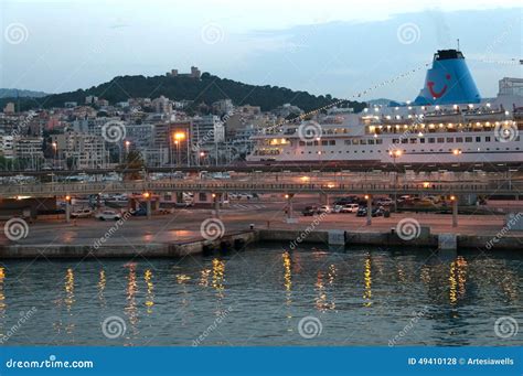 Ferry from Barcelona Arrives in Palma Port at Dawn Editorial Stock Photo - Image of palma ...