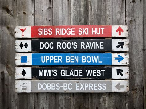 Rustic Ski Trail Wood Sign Custom Or Slat Ski Trail Sign Etsy