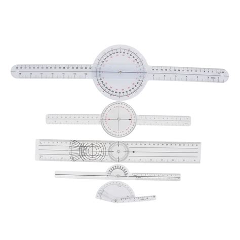 5 PCS Orthopedic Angle Ruler Transparent Plastic Spinal Goniometer