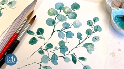 How To Paint Loose Eucalyptus Leaves Easy Quick Fun Watercolor Using