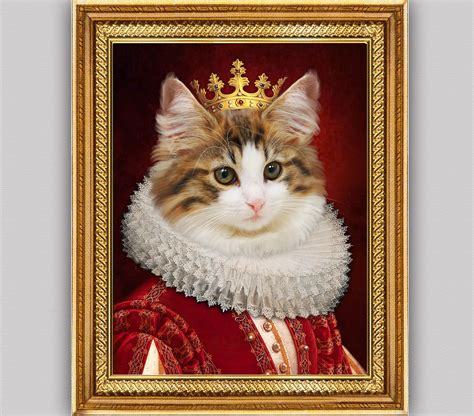 Personalized Cat Painting Cat Mom T Your Pet As Queen Pet With Crown