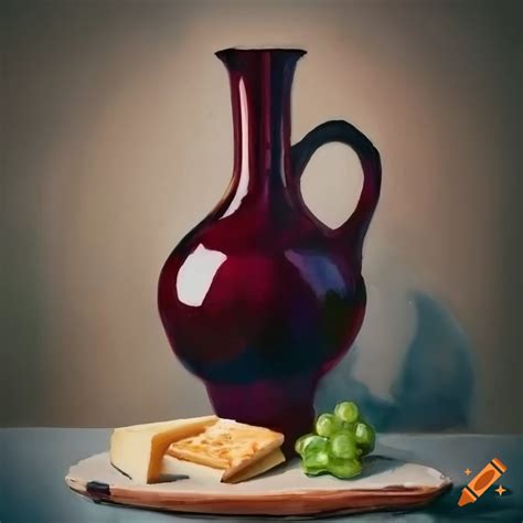 Red Wine With Grapes Cheese And Crackers On Craiyon