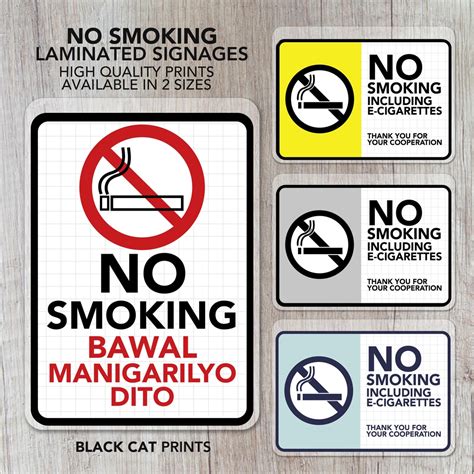 No Smoking Bawal Manigarilyo Sign | Laminated Signage | Sign Board ...