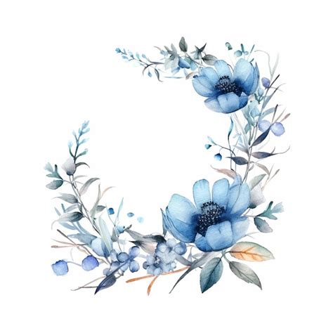 Premium Ai Image There Is A Blue Flower Wreath With Leaves And