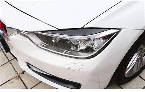 X Real Carbon Fiber Car Headlights Eyebrows Sticker For Bmw F I