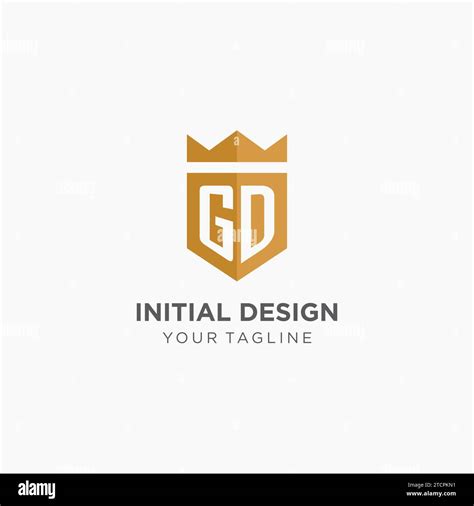 Monogram Gd Logo With Geometric Shield And Crown Luxury Elegant