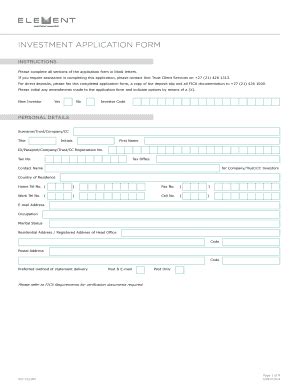 Fillable Online Element Investment Application Form Maysure Financial