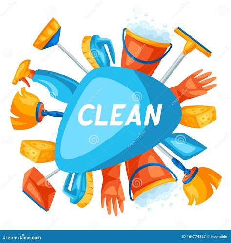 Housekeeping Background With Cleaning Sticker Icons Image Can Be Used