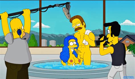 Marge Simpsons Hace Mamada A Ned Flander En Escena Porno En Una Piscina