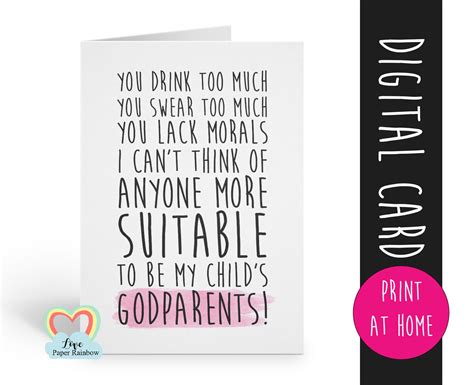 Will you be my godparents card printable godparents card | Etsy