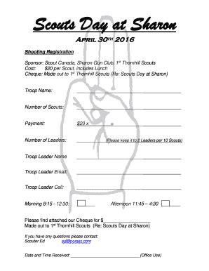 Fillable Online Yhwscouts Scouts Day At Sharon Troop Application Fax