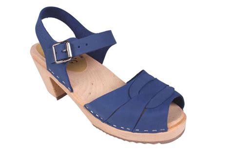 Peep Toe Wooden Clogs In Lazuli Blue Lotta From Stockholm