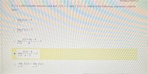 Solved If F Is A Differentiable Function Such That F 3 8