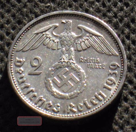 Old Silver 2 Reichsmark Coin Nazi Germany Swastika 1939 A Berlin World